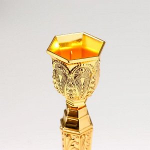 Подсвечник металл на 1 свечу "Узорный" золото 19,8х8х8 см