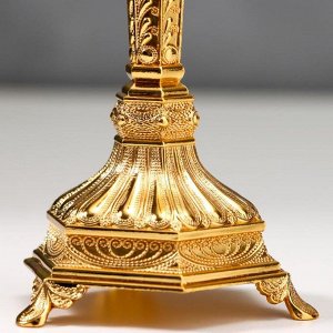Подсвечник металл на 1 свечу "Узорный" золото 19,8х8х8 см