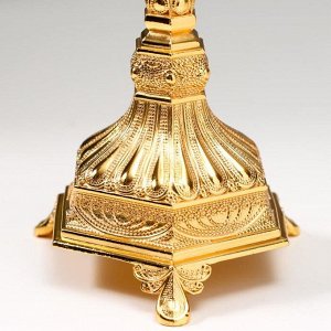Подсвечник металл на 1 свечу "Узорный" золото 25х10х10 см