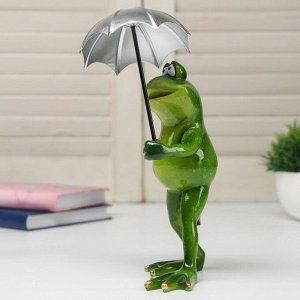 Сувенир полистоун лак "Лягуха под зонтом" 21,5х9,5х16 см