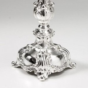 Подсвечник металл на 1 свечу "Царский" серебро 17х6х6 см
