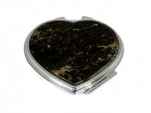 Зеркальце карманное "Сердце" с накладкой из мусковита, серебристое