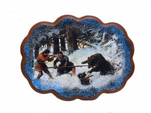 Картина с камнем, пейзаж "Охота на медведя" горизонтальный 19*25см, 280гр.