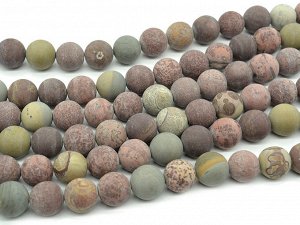 Бусины из яшмы уральской "gray" шарик 14мм матовый, 37,5см, 27 бусин