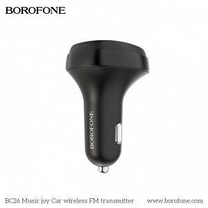 Автомобильное зарядное устройство BOROFONE BC26 Music joy, 2*USB + FM-тансмиттер, 2.1A, черный, дисплей,Bluetooth,FM/SD