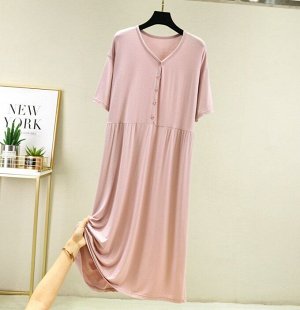 Женское платье с пуговицами, цвет светло-розовый