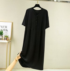 Женское платье с пуговицами, цвет черный