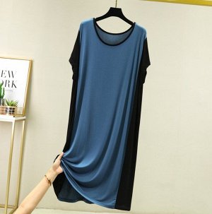 Женское платье, цвет синий, черные вставки