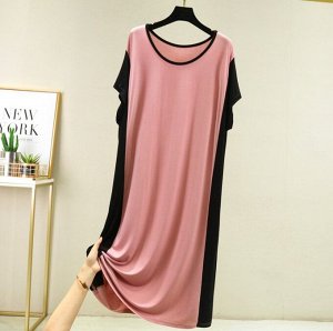 Женское платье, цвет розовый, черные вставки