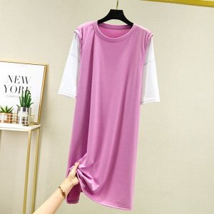 Женское платье с имитацией футболки, цвет фиолетовый/белый