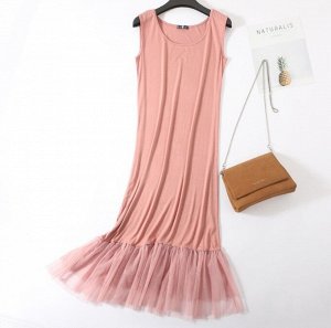 Женское платье, сетчатая окантовка, цвет розовый