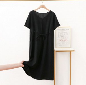 Женское платье с поясом, цвет черный