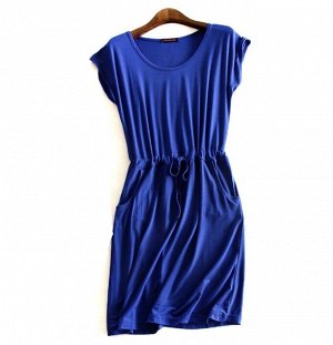 Женское платье с карманами, цвет синий