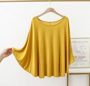 Женская кофта с рукавами летучая мышь, цвет желтый