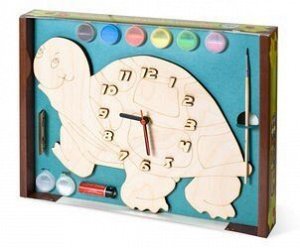 Часы под роспись деревянные Черепаха с красками