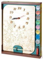 Часы под роспись деревянные Рыбки с красками (ДНИ122)