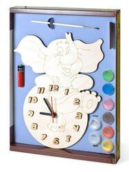 Часы под роспись деревянные Слоник с красками