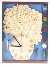 Часы под роспись деревянные Цветы с красками (7898)