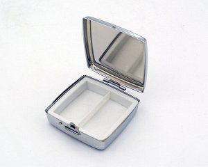 Таблетница на 2 отсека, камень мусковит, серебристая