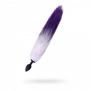 Анальная втулка Toyfa Popo Pleasure с бело-фиолетовым хвостом, цвет чёрный, 45 см, d=3,3 см