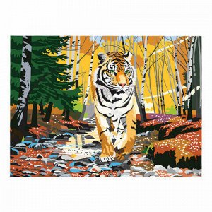 Картина по номерам А3, ОСТРОВ СОКРОВИЩ "Амурский тигр", акриловые краски, картон, 2 кисти, 663236