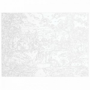 Картина по номерам А3, ОСТРОВ СОКРОВИЩ "Водопад", акриловые краски, картон, 2 кисти, 663243