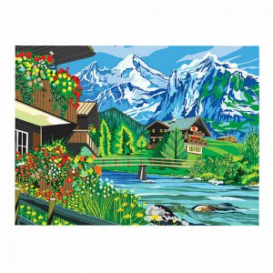 Картина по номерам А3, ОСТРОВ СОКРОВИЩ "Норвежский пейзаж", акриловые краски, картон, 2 кисти, 663246
