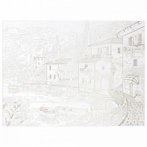 Картина по номерам А3, ОСТРОВ СОКРОВИЩ "Город в Италии", акриловые краски, картон, 2 кисти, 663254