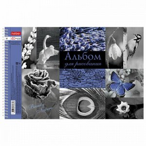 Альбом для рисования А4 40 л., спираль, тиснение, HATBER, 205х300 мм, "Прикосновение цвета", 40А4Всп