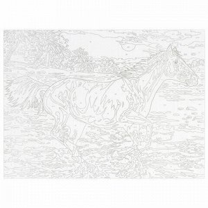 Картина по номерам А3, ОСТРОВ СОКРОВИЩ "Гнедая лошадь", акриловые краски, картон, 2 кисти, 663266