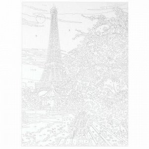 Картина по номерам А3, ОСТРОВ СОКРОВИЩ "Эйфелева башня", акриловые краски, картон, 2 кисти, 663268