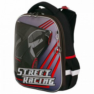 Ранец BRAUBERG PREMIUM, 2 отделения, с брелком, "Street racing", 38х29х16 см, 229904