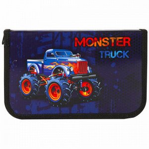 Пенал ПИФАГОР, 1 отделение, ламинированный картон, 19х11 см, "MONSTER TRUCK", 229147