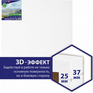 Холст 3D на подрамнике BRAUBERG ART CLASSIC 60х60см, 440г/м, грунт, 100% хлопок мелкое зерно, 191666