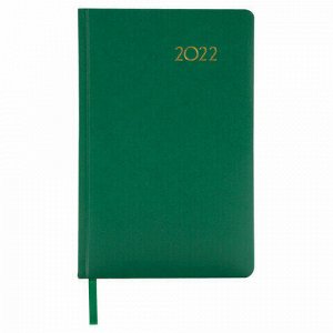 Ежедневник датированный 2022 А5 138x213 мм BRAUBERG "Select", балакрон, зеленый, 112774