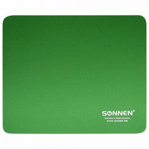 Коврик для мыши SONNEN "GREEN", резина + ткань, 220х180х3 мм, 513305