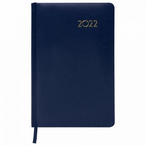 Ежедневник датированный 2022 А5 138x213 мм BRAUBERG "Select", балакрон, темно-синий, 112776