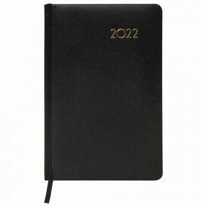 Ежедневник датированный 2022 А5 138x213 мм BRAUBERG "Select", балакрон, черный, 112777