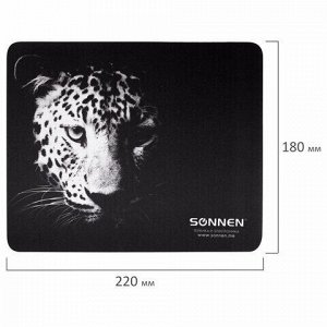 Коврик для мыши SONNEN "LEOPARD", резина + ткань, 220х180х3 мм, 513314
