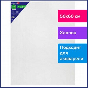 Холст акварельный на МДФ, BRAUBERG ART CLASSIC, 50*60см, грунт, 100% хлопок, мелкое зерно, 191685