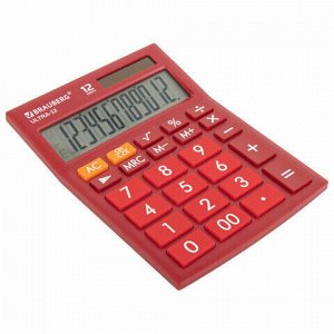 Калькулятор настольный BRAUBERG ULTRA-12-WR (192x143 мм), 12 разрядов, двойное питание, БОРДОВЫЙ, 250494