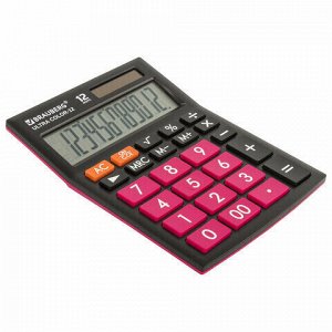 Калькулятор настольный BRAUBERG ULTRA COLOR-12-BKWR (192x143 мм), 12 разрядов, двойное питание, ЧЕРНО-МАЛИНОВЫЙ, 250500
