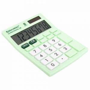 Калькулятор настольный BRAUBERG ULTRA PASTEL-08-LG, КОМПАКТНЫЙ (154x115 мм), 8 разрядов, двойное питание, МЯТНЫЙ, 250515