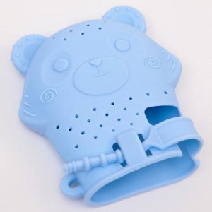 Прорезыватель рукавичка «Мишка», силиконовый, цвет синий