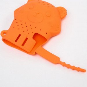 Прорезыватель рукавичка «Мишка», силиконовый, цвет оранжевый