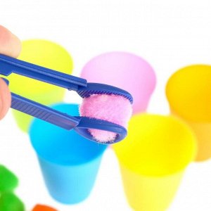 Набор для сортировки «Сортер-стаканчики: Цветные бомбошки» с пинцетом, по методике Монтессори