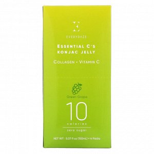 Everydaze, Essential C's Konjac Jelly, Green Grape, 4 Pouches, 5.07 fl oz (150 ml) Each