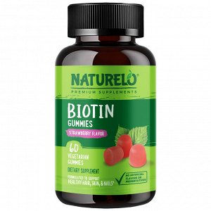 NATURELO, Biotin Gummies, Strawberry Flavor, 60 Vegetarian Gummies