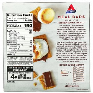 Atkins, Protein Meal Bar, S'mores Bar, 5 Bars, 1.69 oz (48 g)
