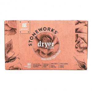 Grab Green, Stoneworks, Dryer Sheets, Rose Petal, 80 Compostable Sheets